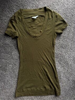 Energie Olive Green V-Neck Short Sleeve Tee